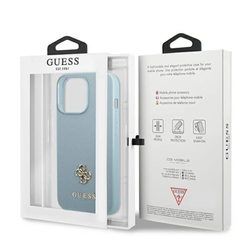 Etui Guess GUHCP13XPS4MB Apple iPhone 13 Pro Max niebieski/blue hardcase Saffiano 4G Small Metal Logo