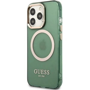 Wholesale Guess GUHMP13LHTCMA Apple iPhone 13 Pro khaki hard case Gold Outline Translucent MagSafe - GUE2223 - {ean13} - Hurt