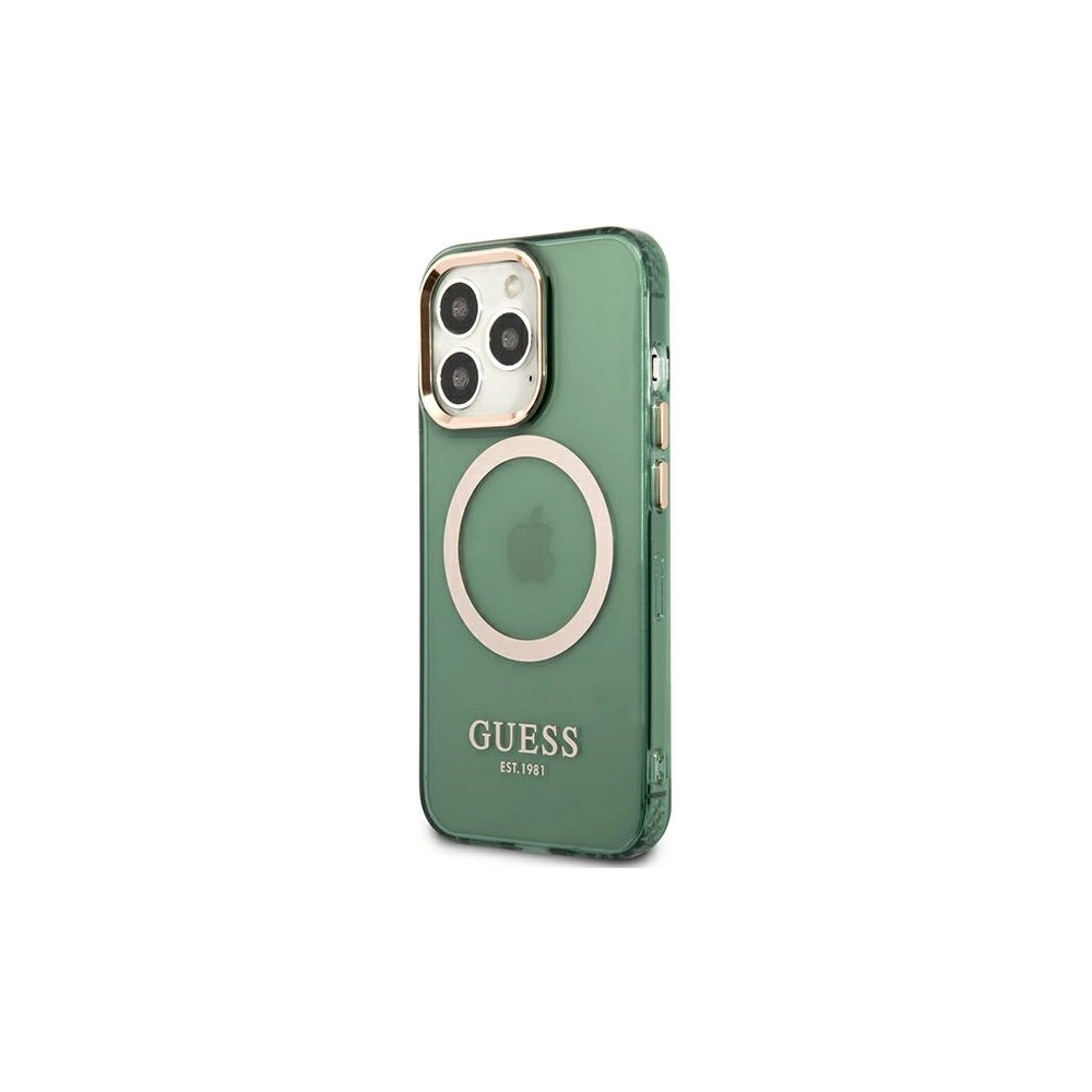 Hurtownia GSM - Etui Guess GUHMP13LHTCMA Apple iPhone 13 Pro zöld/khaki kemény tok Arany keret Átlátszó MagSafe - GUE2223 - {ean13} - Hurt
