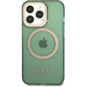 Wholesale Guess GUHMP13LHTCMA Apple iPhone 13 Pro khaki hard case Gold Outline Translucent MagSafe - GUE2223 - {ean13} - Hurt
