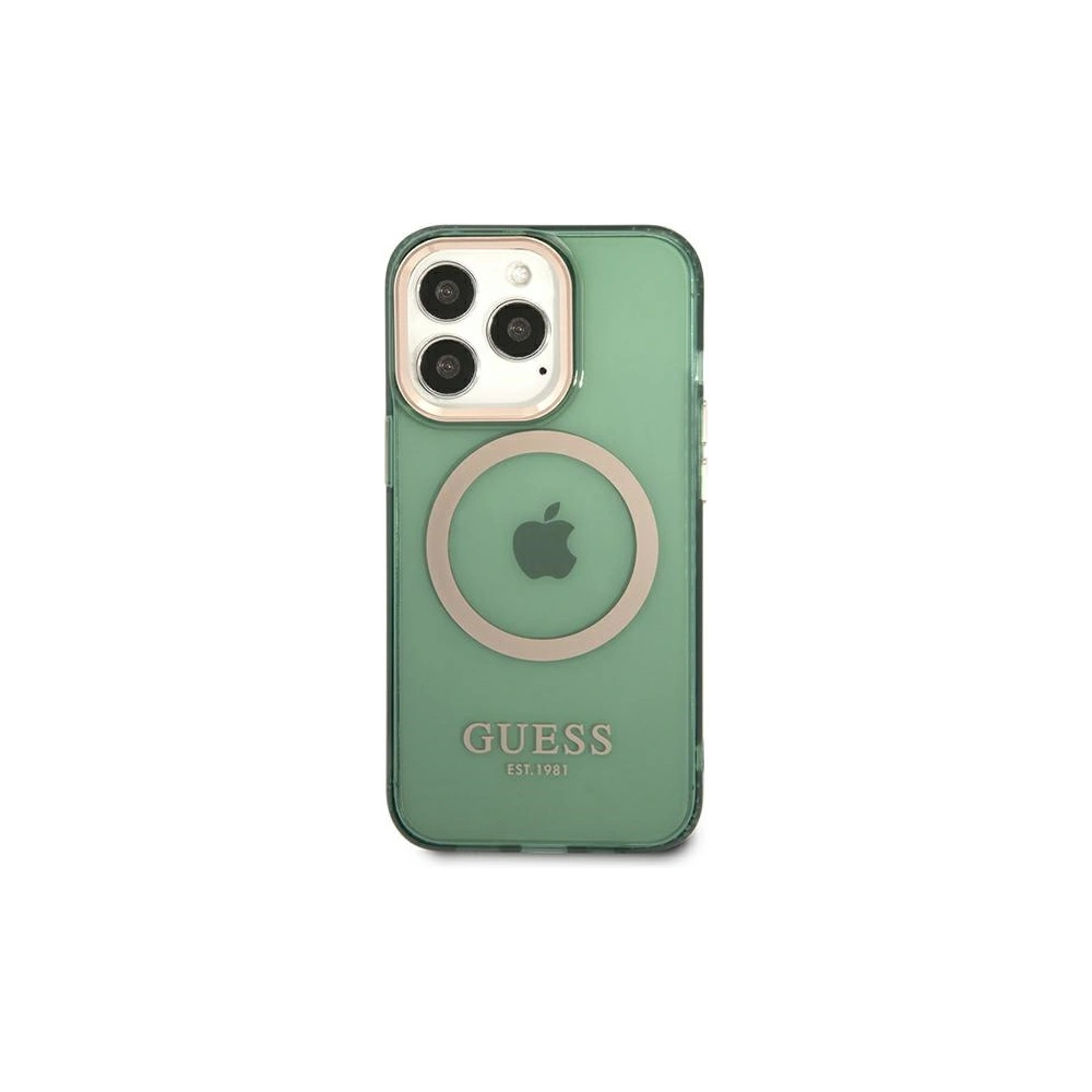 Hurtownia GSM - Etui Guess GUHMP13LHTCMA Apple iPhone 13 Pro zöld/khaki kemény tok Arany keret Átlátszó MagSafe - GUE2223 - {ean13} - Hurt