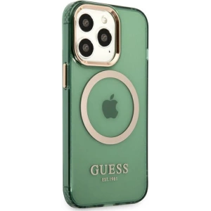 Wholesale Guess GUHMP13LHTCMA Apple iPhone 13 Pro khaki hard case Gold Outline Translucent MagSafe - GUE2223 - {ean13} - Hurt