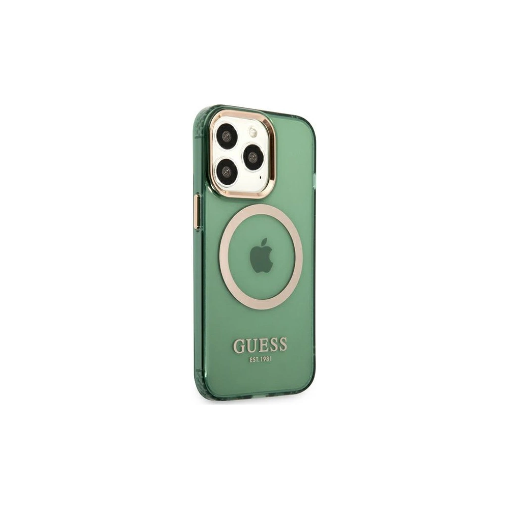 Hurtownia GSM - Etui Guess GUHMP13LHTCMA Apple iPhone 13 Pro zöld/khaki kemény tok Arany keret Átlátszó MagSafe - GUE2223 - {ean13} - Hurt