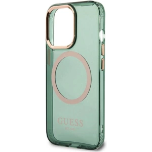 Wholesale Guess GUHMP13LHTCMA Apple iPhone 13 Pro khaki hard case Gold Outline Translucent MagSafe - GUE2223 - {ean13} - Hurt