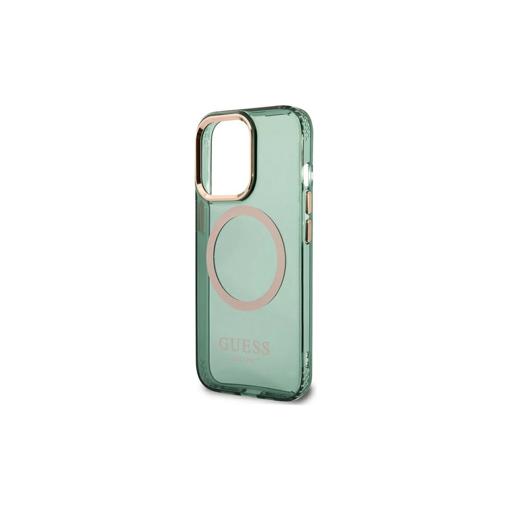Hurtownia GSM - Etui Guess GUHMP13LHTCMA Apple iPhone 13 Pro zöld/khaki kemény tok Arany keret Átlátszó MagSafe - GUE2223 - {ean13} - Hurt