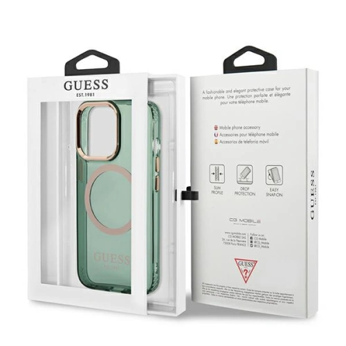 Etui Guess GUHMP13LHTCMA Apple iPhone 13 Pro zielony/khaki hard case Gold Outline Translucent MagSafe