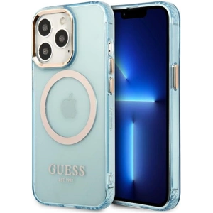 Etui Guess GUHMP13LHTCMB Apple iPhone 13 Pro niebieski/blue hard case Gold Outline Translucent MagSafe