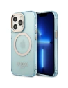 Etui Guess GUHMP13LHTCMB Apple iPhone 13 Pro kék/kék kemény tok Arany Keret Átlátszó MagSafe