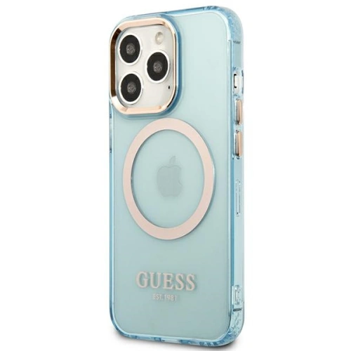 Etui Guess GUHMP13LHTCMB Apple iPhone 13 Pro niebieski/blue hard case Gold Outline Translucent MagSafe