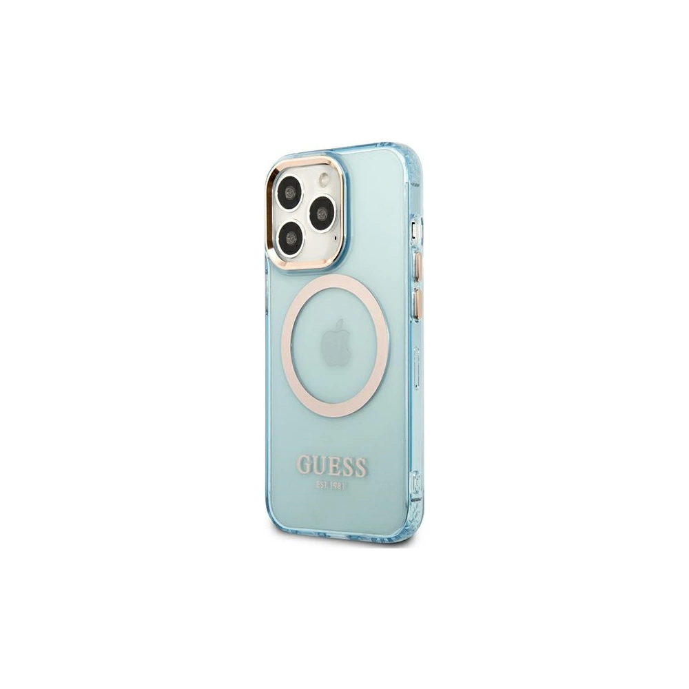 Hurtownia GSM - Etui Guess GUHMP13LHTCMB Apple iPhone 13 Pro kék/kék kemény tok Arany Keret Átlátszó MagSafe - GUE2224 - {ean13} - Hurt
