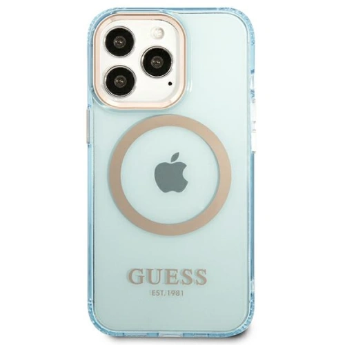 Etui Guess GUHMP13LHTCMB Apple iPhone 13 Pro niebieski/blue hard case Gold Outline Translucent MagSafe