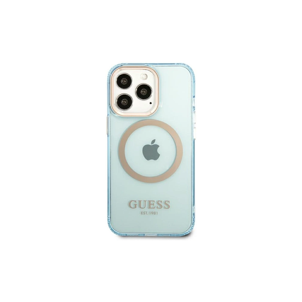 Hurtownia GSM - Etui Guess GUHMP13LHTCMB Apple iPhone 13 Pro kék/kék kemény tok Arany Keret Átlátszó MagSafe - GUE2224 - {ean13} - Hurt