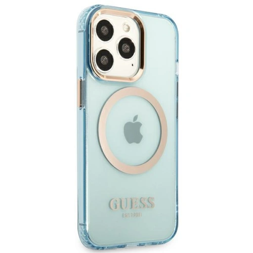 Etui Guess GUHMP13LHTCMB Apple iPhone 13 Pro niebieski/blue hard case Gold Outline Translucent MagSafe
