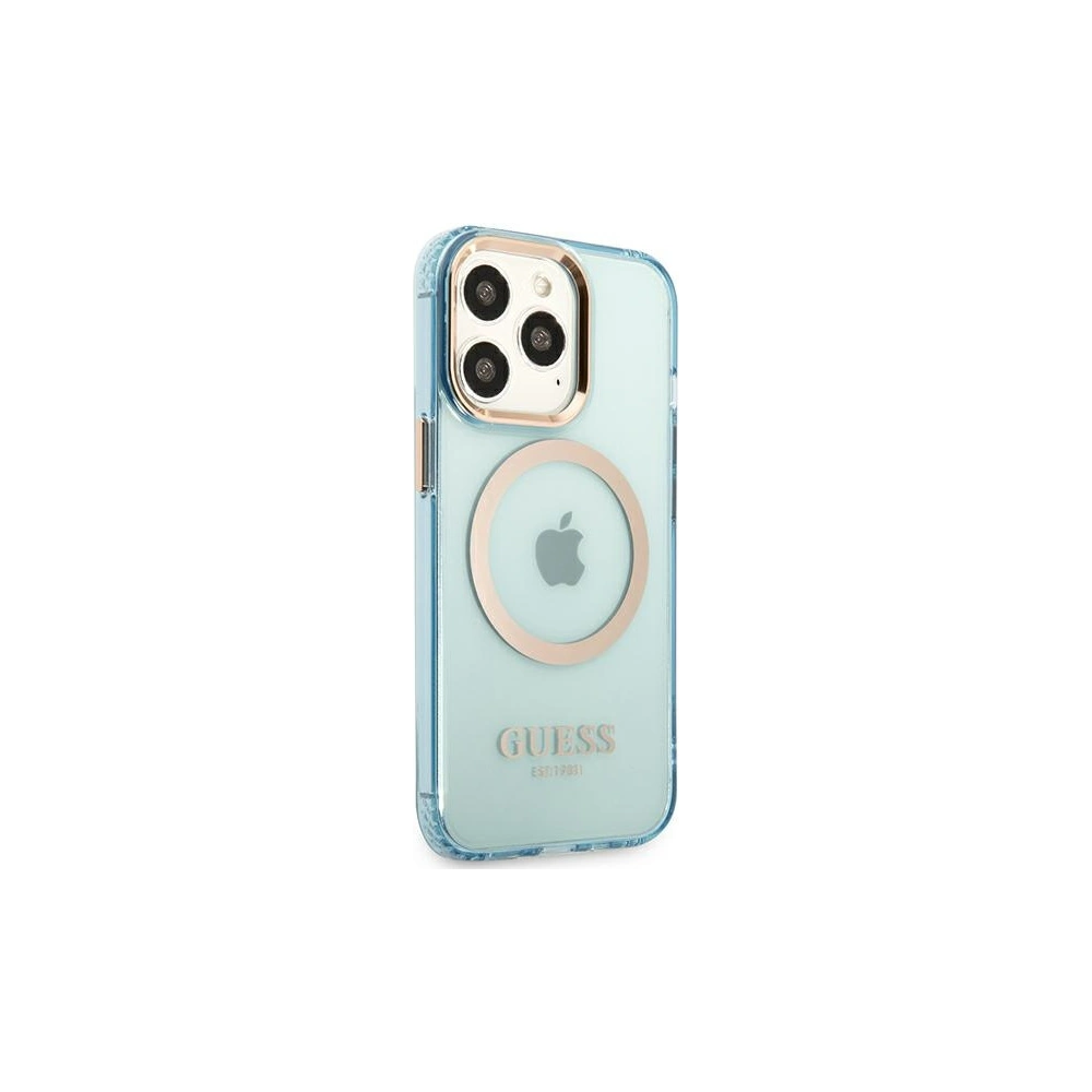 Hurtownia GSM - Etui Guess GUHMP13LHTCMB Apple iPhone 13 Pro kék/kék kemény tok Arany Keret Átlátszó MagSafe - GUE2224 - {ean13} - Hurt