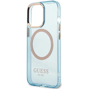 Etui Guess GUHMP13LHTCMB Apple iPhone 13 Pro niebieski/blue hard case Gold Outline Translucent MagSafe