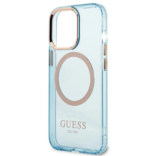 Etui Guess GUHMP13LHTCMB Apple iPhone 13 Pro niebieski/blue hard case Gold Outline Translucent MagSafe