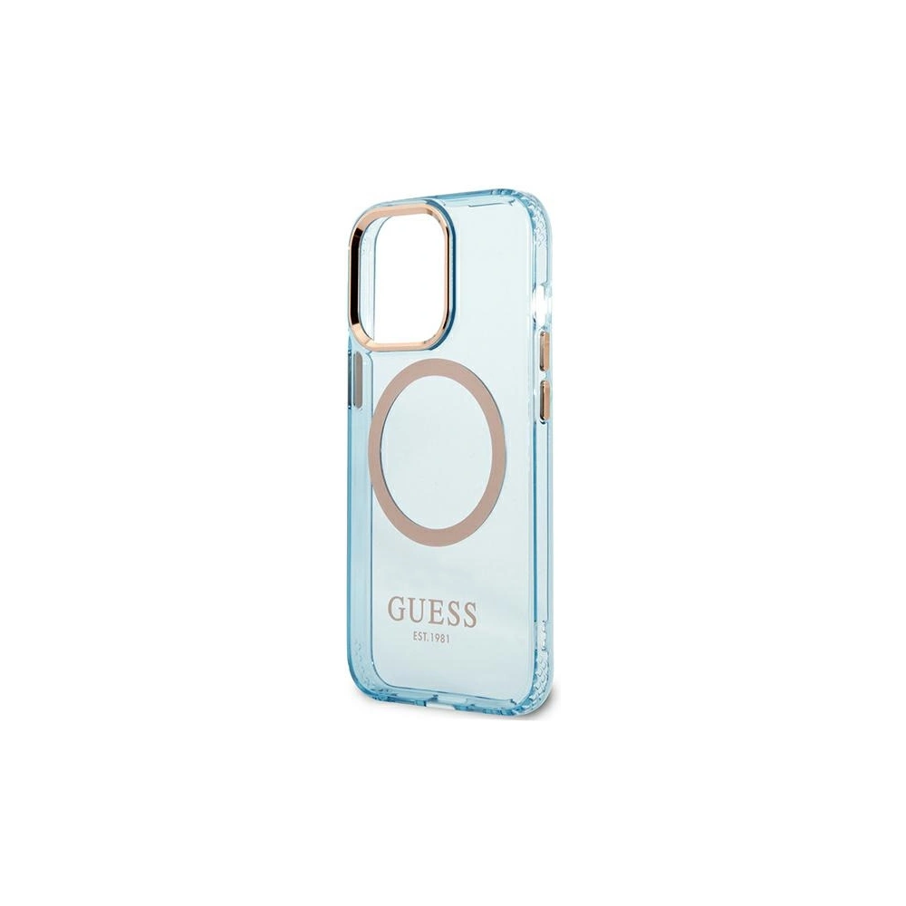Hurtownia GSM - Etui Guess GUHMP13LHTCMB Apple iPhone 13 Pro kék/kék kemény tok Arany Keret Átlátszó MagSafe - GUE2224 - {ean13} - Hurt