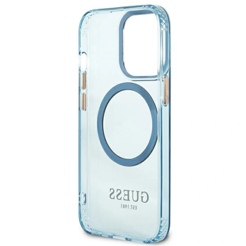 Etui Guess GUHMP13LHTCMB Apple iPhone 13 Pro niebieski/blue hard case Gold Outline Translucent MagSafe