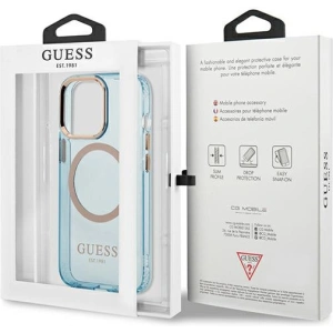 Etui Guess GUHMP13LHTCMB Apple iPhone 13 Pro niebieski/blue hard case Gold Outline Translucent MagSafe