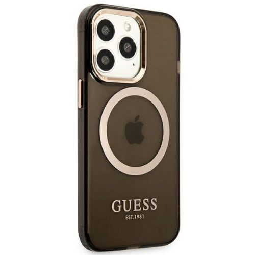 Etui Guess GUHMP13LHTCMK Apple iPhone 13 Pro czarny/black hard case Gold Outline Translucent MagSafe