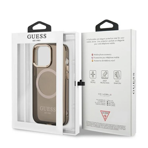 Etui Guess GUHMP13LHTCMK Apple iPhone 13 Pro czarny/black hard case Gold Outline Translucent MagSafe