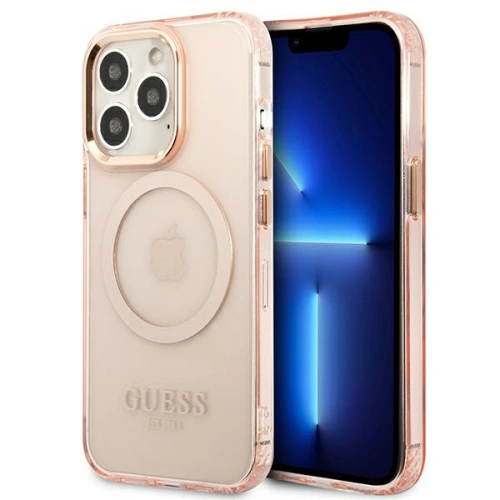 Etui Guess GUHMP13LHTCMP Apple iPhone 13 Pro różowy/pink hard case Gold Outline Translucent MagSafe