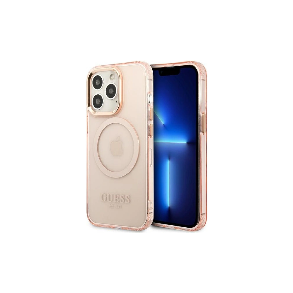 Hurtownia GSM - Etui Guess GUHMP13LHTCMP Apple iPhone 13 Pro rózsaszín/pink kemény tok Arany keret Átlátszó MagSafe - GUE2226 - {ean13} - Hurt