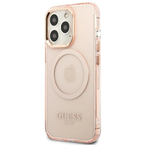 Etui Guess GUHMP13LHTCMP Apple iPhone 13 Pro różowy/pink hard case Gold Outline Translucent MagSafe