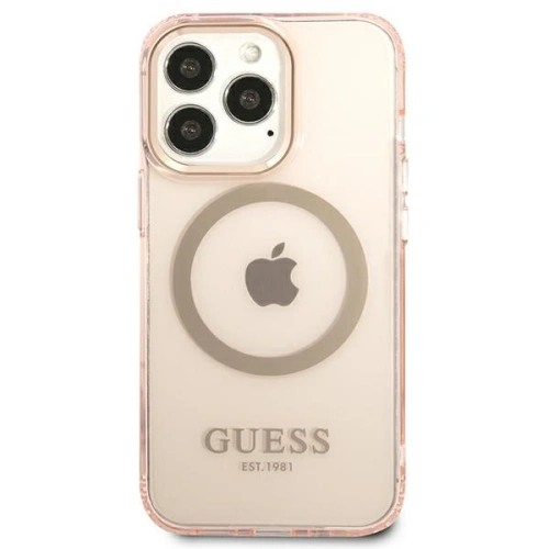 Etui Guess GUHMP13LHTCMP Apple iPhone 13 Pro różowy/pink hard case Gold Outline Translucent MagSafe