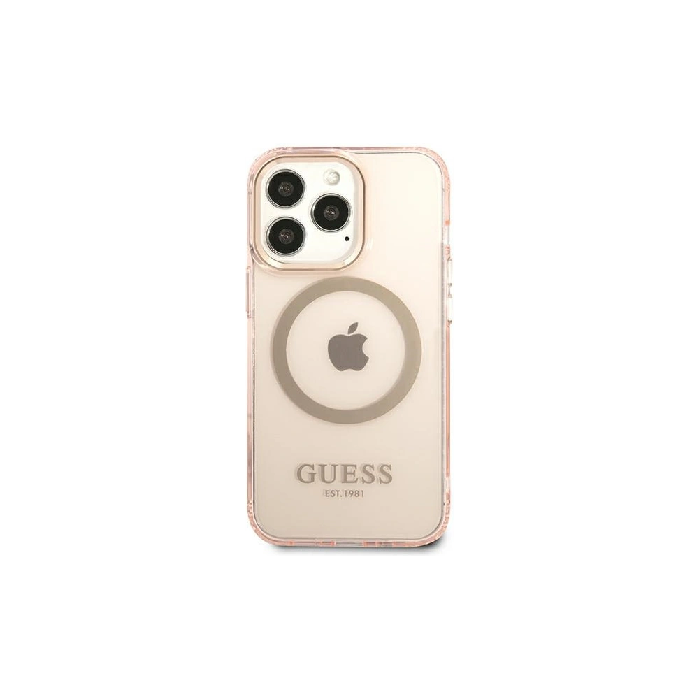 Hurtownia GSM - Etui Guess GUHMP13LHTCMP Apple iPhone 13 Pro rózsaszín/pink kemény tok Arany keret Átlátszó MagSafe - GUE2226 - {ean13} - Hurt