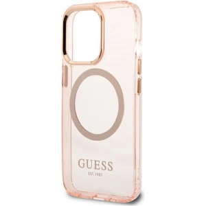 Wholesale Guess GUHMP13LHTCMP Apple iPhone 13 Pro pink hard case Gold Outline Translucent MagSafe - GUE2226 - {ean13} - Hurt