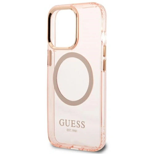 Etui Guess GUHMP13LHTCMP Apple iPhone 13 Pro różowy/pink hard case Gold Outline Translucent MagSafe