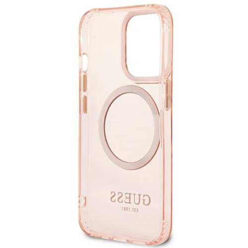 Etui Guess GUHMP13LHTCMP Apple iPhone 13 Pro różowy/pink hard case Gold Outline Translucent MagSafe