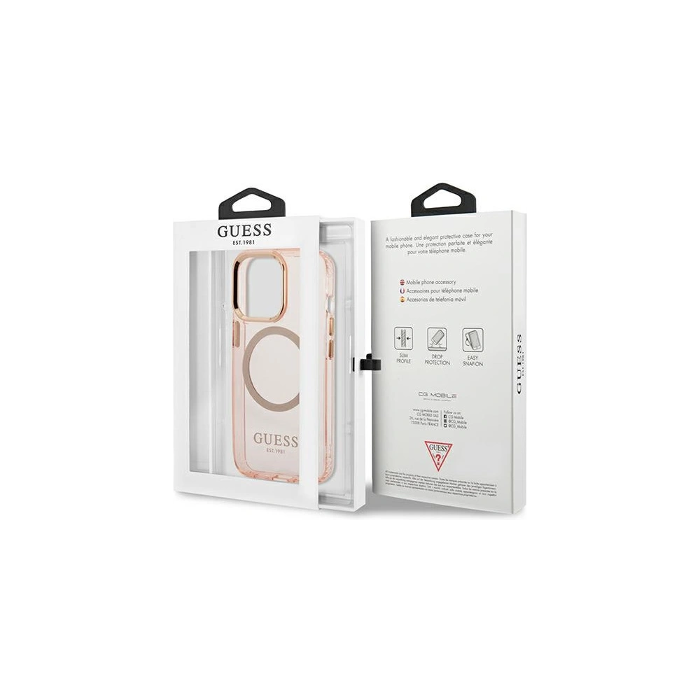 Hurtownia GSM - Case Guess GUHMP13LHTCMP Apple iPhone 13 Pro rosa/pink Hartschale Gold Outline Translucent MagSafe - GUE2226 - {ean13} - Hurt