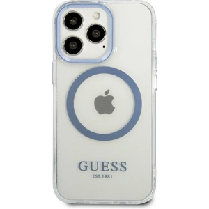 Wholesale Guess GUHMP13LHTRMB Apple iPhone 13 Pro blue hard case Metal Outline Magsafe - GUE2227 - {ean13} - Hurt