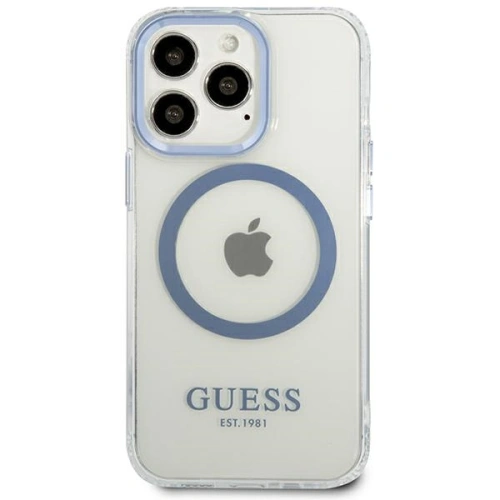 Etui Guess GUHMP13LHTRMB Apple iPhone 13 Pro niebieski/blue hard case Metal Outline Magsafe