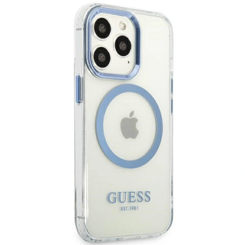 Etui Guess GUHMP13LHTRMB Apple iPhone 13 Pro niebieski/blue hard case Metal Outline Magsafe
