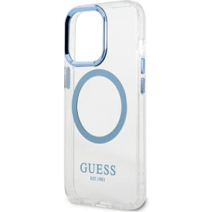 Wholesale Guess GUHMP13LHTRMB Apple iPhone 13 Pro blue hard case Metal Outline Magsafe - GUE2227 - {ean13} - Hurt