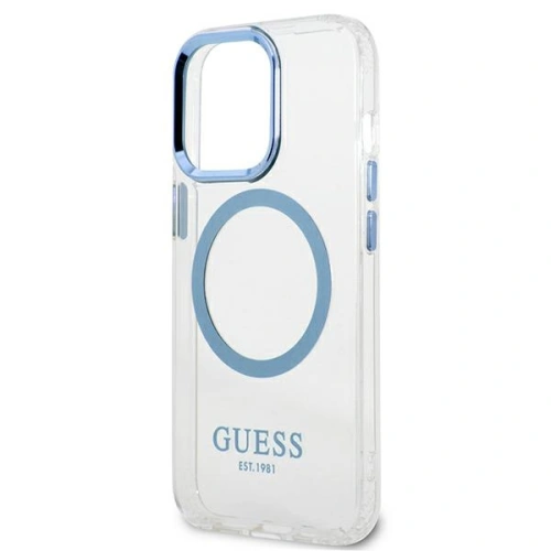 Etui Guess GUHMP13LHTRMB Apple iPhone 13 Pro niebieski/blue hard case Metal Outline Magsafe