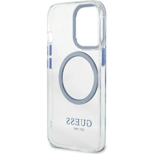 Wholesale Guess GUHMP13LHTRMB Apple iPhone 13 Pro blue hard case Metal Outline Magsafe - GUE2227 - {ean13} - Hurt