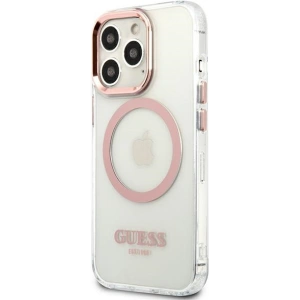 Etui Guess GUHMP13LHTRMP Apple iPhone 13 Pro różowy/pink hard case Metal Outline Magsafe