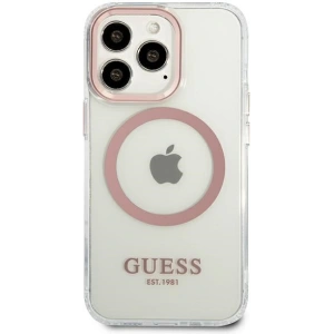 Wholesale Guess GUHMP13LHTRMP Apple iPhone 13 Pro pink hard case Metal Outline Magsafe - GUE2228 - {ean13} - Hurt