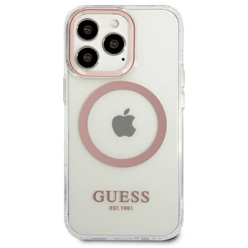 Etui Guess GUHMP13LHTRMP Apple iPhone 13 Pro różowy/pink hard case Metal Outline Magsafe