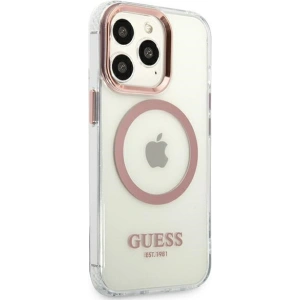 Wholesale Guess GUHMP13LHTRMP Apple iPhone 13 Pro pink hard case Metal Outline Magsafe - GUE2228 - {ean13} - Hurt