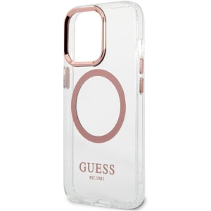 Wholesale Guess GUHMP13LHTRMP Apple iPhone 13 Pro pink hard case Metal Outline Magsafe - GUE2228 - {ean13} - Hurt