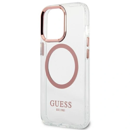 Etui Guess GUHMP13LHTRMP Apple iPhone 13 Pro różowy/pink hard case Metal Outline Magsafe