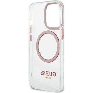 Wholesale Guess GUHMP13LHTRMP Apple iPhone 13 Pro pink hard case Metal Outline Magsafe - GUE2228 - {ean13} - Hurt