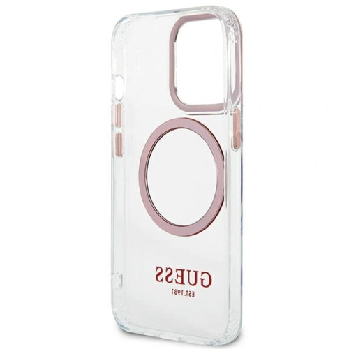 Etui Guess GUHMP13LHTRMP Apple iPhone 13 Pro różowy/pink hard case Metal Outline Magsafe