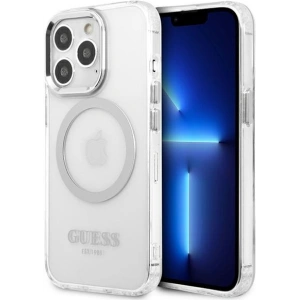 Etui Guess GUHMP13LHTRMS Apple iPhone 13 Pro srebrny/silver hard case Metal Outline Magsafe