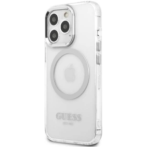 Wholesale Guess GUHMP13LHTRMS Apple iPhone 13 Pro silver hard case Metal Outline Magsafe - GUE2229 - {ean13} - Hurt